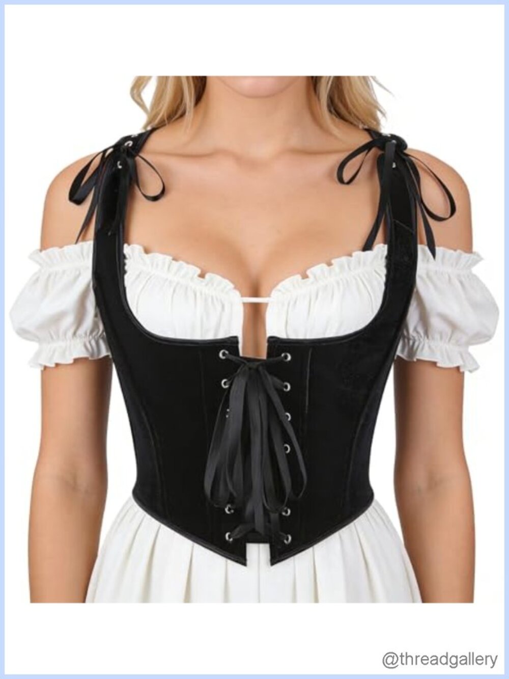 Eohak Women's Underbust Corset Top Renaissance Lace-Up Waist Cincher
